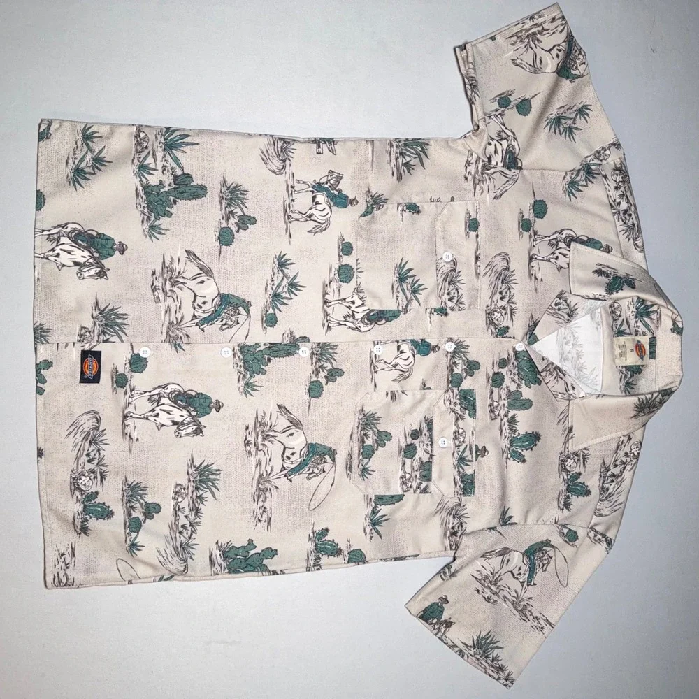 Dickies Suit Set Mens S 32W Tan Cowboy Desert Rare Print‎ 874 Pants Western Cact